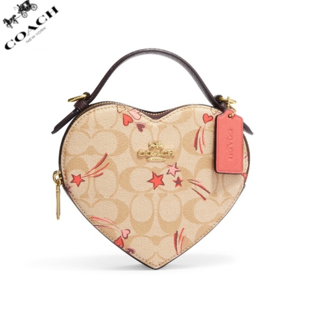 NWT COACH Heart‎ Crossbody In Signature Canvas With Heart And Star Print